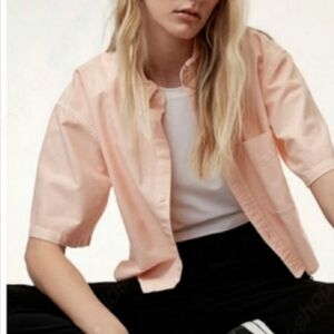M TNA 100% Cotton Crop Top Shirt Peach Aritzia Peach